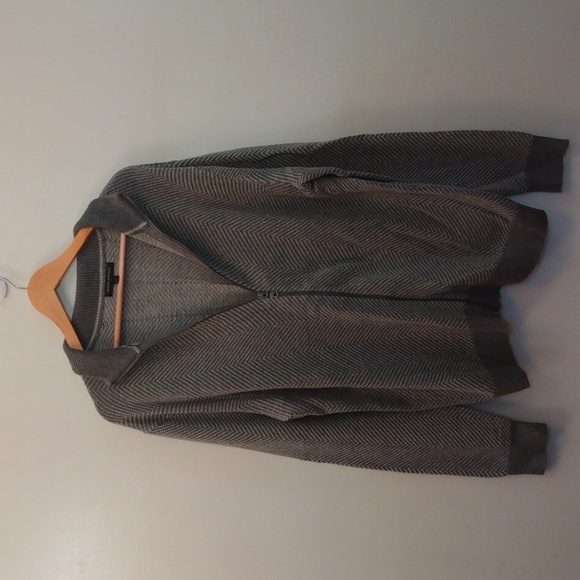 Like New Banana Republic Gray/White XL Cotton & Rayon Blend Full Zip Sweater - Picture 11 of 14